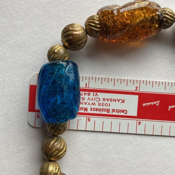 Cadoro Chunky Glass Bead Gold Tone Long Necklace - Picture 11 of 11